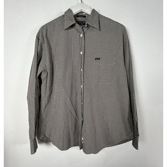 Faconnable Mens Black & White Gingham Button-Up Shirt XL Long Sleeve Casual - Picture 1 of 6